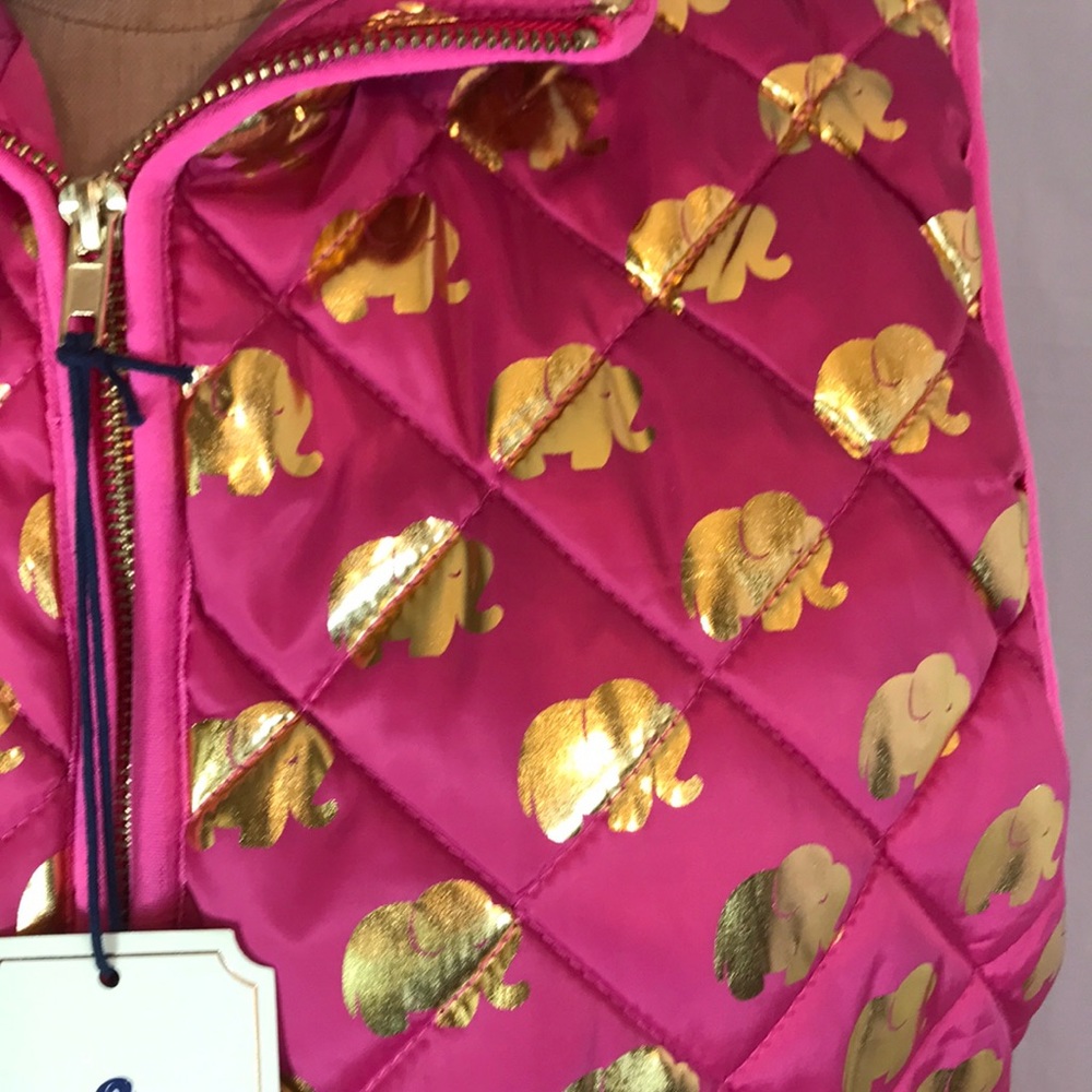NWT Simply Southern Pink & Gold Elephant Puff Vest - Picture 4 of 9